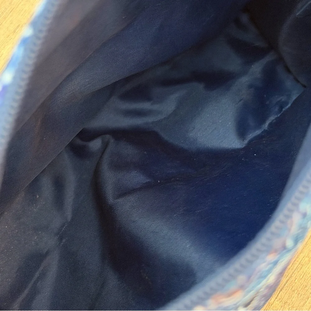 Estée Lauder Blue Paisley Patterned Pouch Cosmetic‎ Bag Zipper Gold Pull Tab